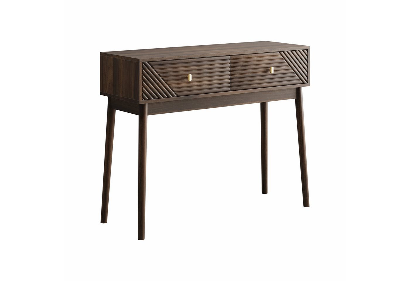 REDOM Schreibtisch Mid-Century Modern Schreibtisch (Mid-Century Modern Konsolentisch mit Schubladen, Retro Sofatisch aus Walnuss), mit Schubladen von REDOM