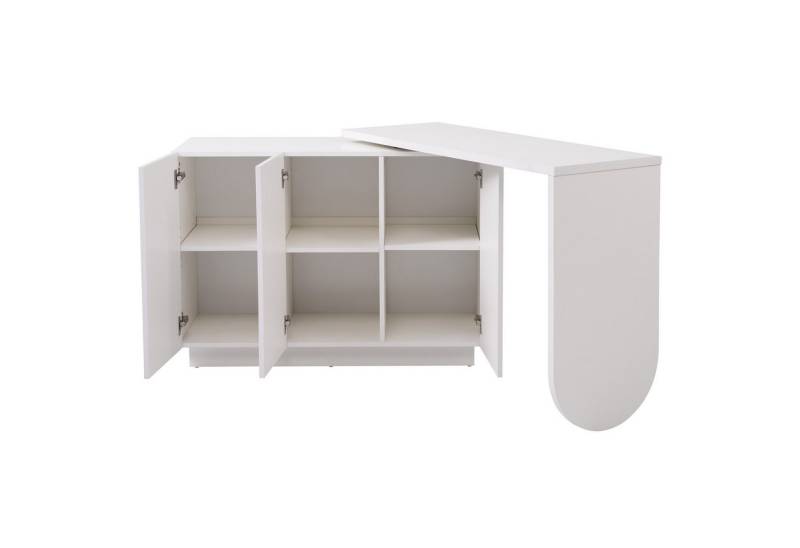 REDOM Schreibtisch Schreibtischr,L-förmiger Eck-Computertisch (Multifunktionaler L-förmiger Schreibtisch mit drehbarem Tisch und Stauraum, 110 cm, Weiß – Platzsparend, höhenverstellbare Einlegeböden, Soft-Close-Türen – Ideal für Büro, Arbeitszimmer und Frisiertisch, 110 x 60 x 75 cm) von REDOM
