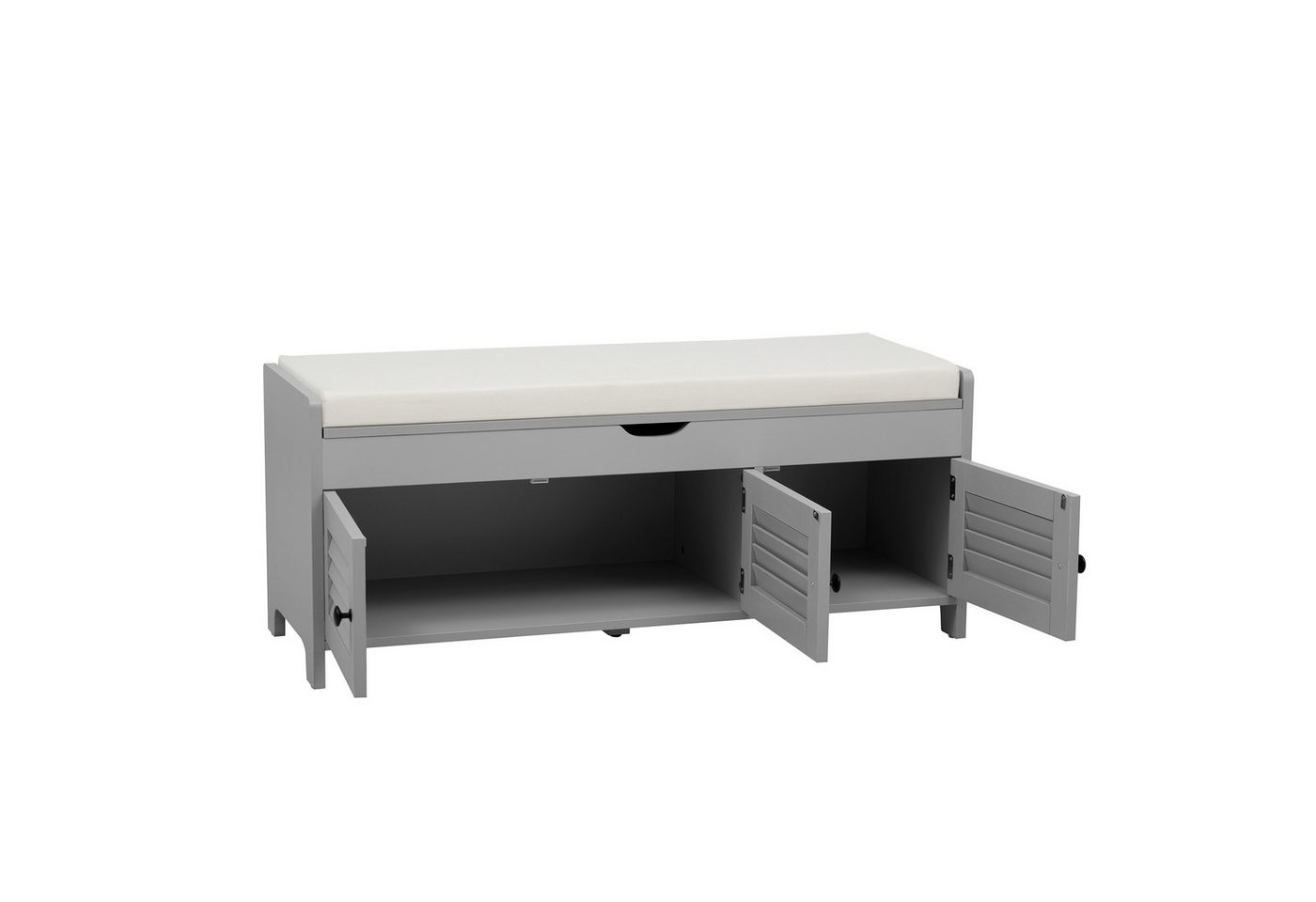 REDOM Schuhbank Moderne schuhbank mit sitzfläche, schuhregal mit sitzbank (mit Sitzbank & Jalousietüren,Versteckter Stauraum mit hydraulischem Hebel,Schuhregal für Flur, Wohnzimmer & Eingangsbereich, 34.5 x 23 cm), mit drei Jalousietür und oben verstecktem Stauraum von REDOM