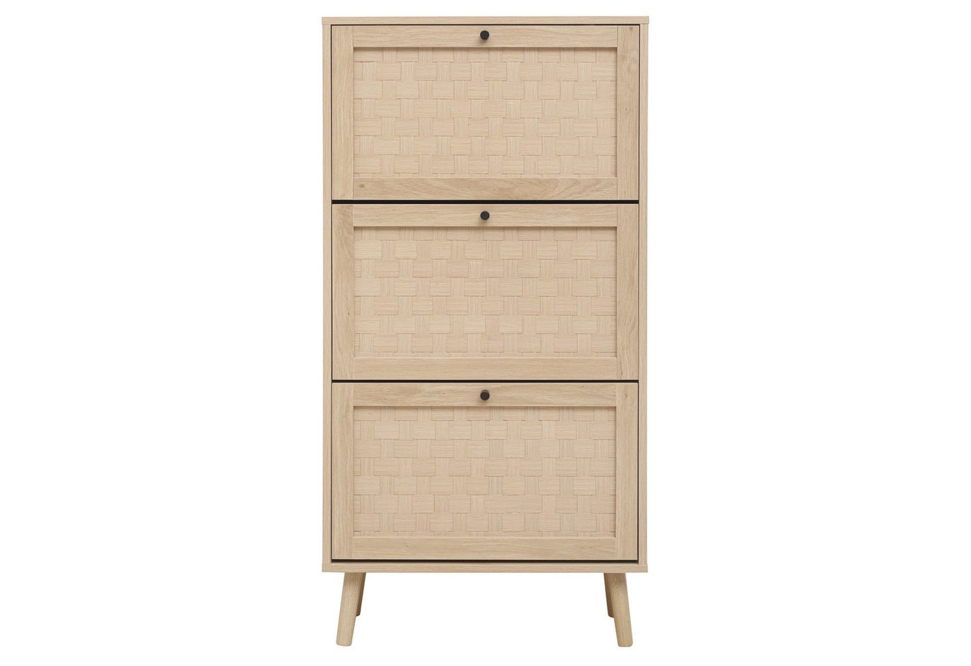 REDOM Schuhschrank Multifunktionaler Schuhschrank mit handgewebten Türen (mit gestreiftem, überkreuztem Design, 121 cm hoch, Schuhschrank 60x24x121 cm) von REDOM