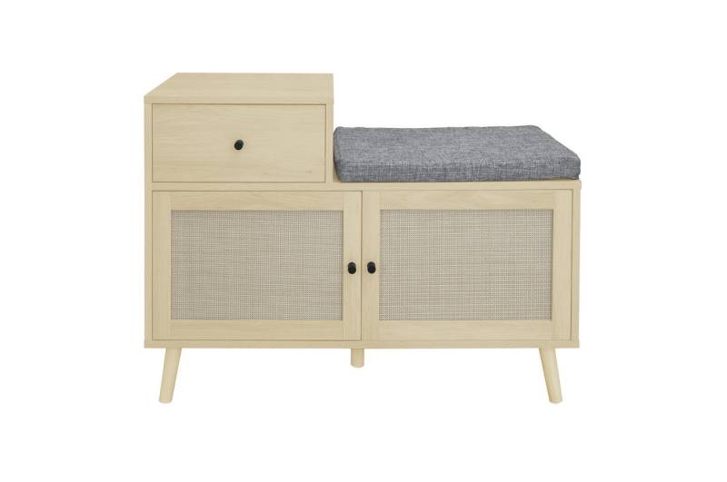 REDOM Schuhschrank Schuhschrank mit Rattandesign (mit Rattangeflecht-Doppeltüren, Schublade und gepolsterter Sitzfläche) von REDOM