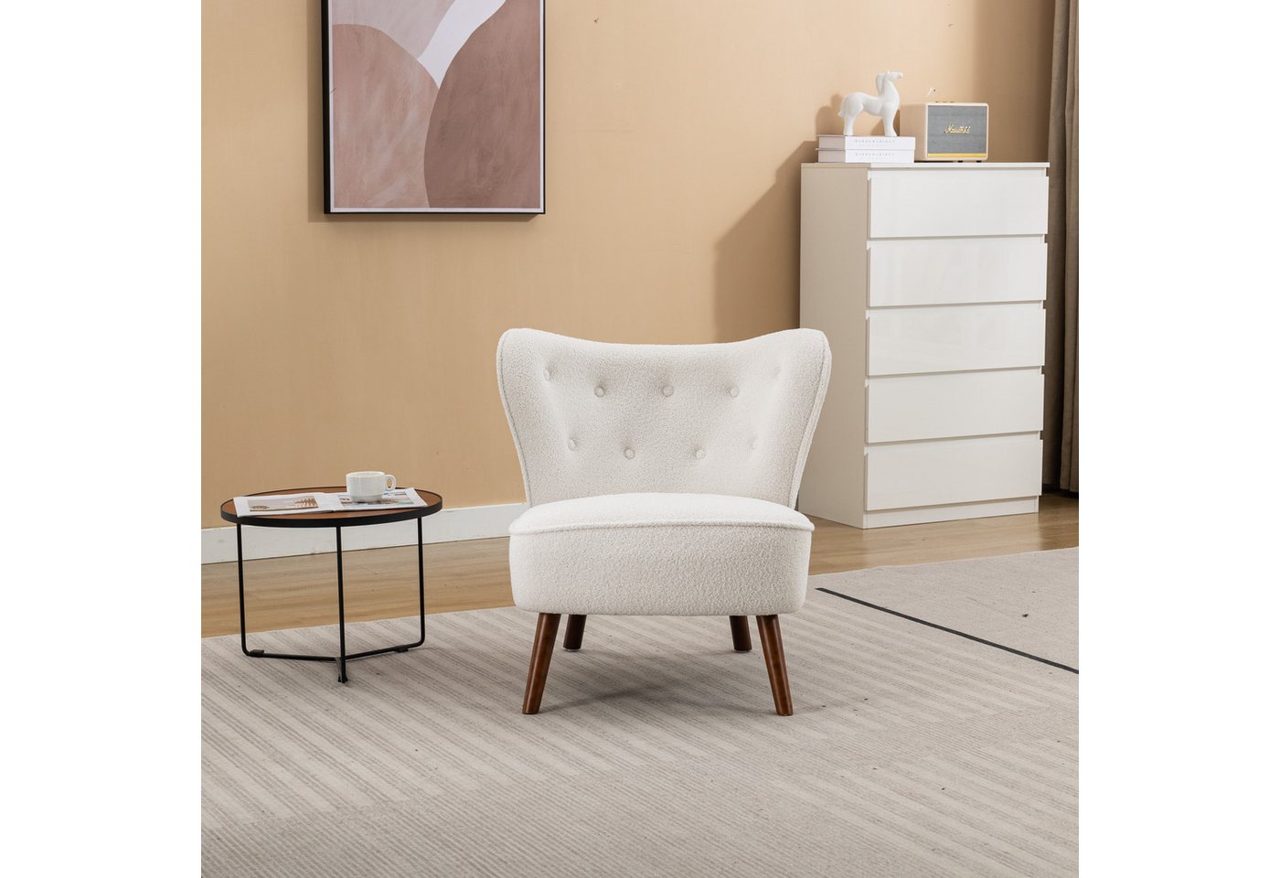REDOM Sessel mit hoher Rückenlehne, mit Beine aus Massivholz, Freizeitstuhl, Wohnzimmerstuhl von REDOM