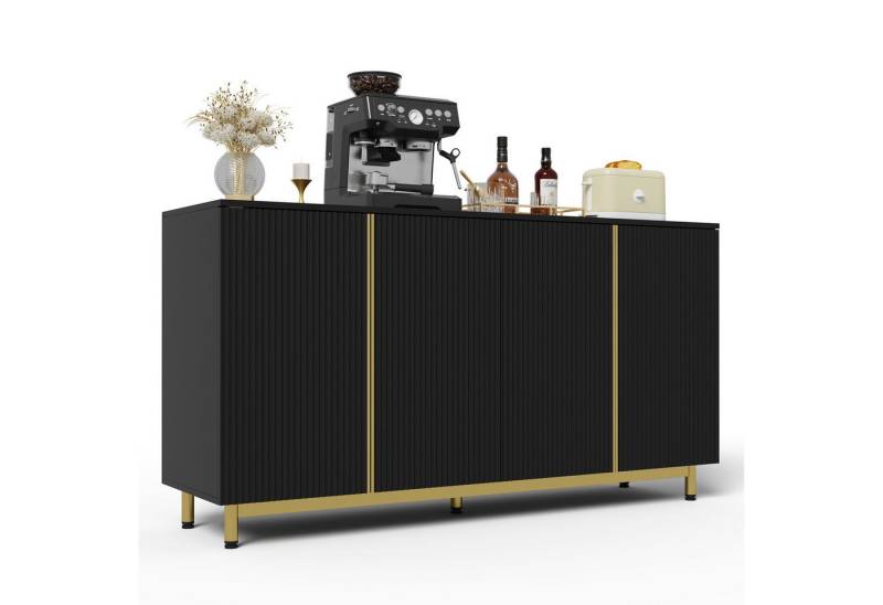 REDOM Sideboard Anrichte, Modernes Buffetschrank mit wellenförmigen (mit Wellenförmigen Türen, Selbstschließenden Mechanismus und Verstellbaren Metallfüßen), mit wellenförmigen von REDOM