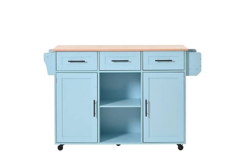 REDOM Sideboard Anrichte Küchenschrank Speisewagen (Kücheninse, Servierwagen, Küchenschrank, 1 St., 5 Räder, 3 Tür), mit Ausziehbare Arbeitsplatte,Massivholzbeine umschaltbar von REDOM