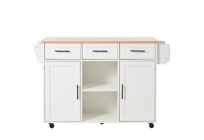 REDOM Sideboard Anrichte Küchenschrank Speisewagen (Kücheninse, Servierwagen, Küchenschrank, 1 St., 5 Räder, 3 Tür), mit Ausziehbare Arbeitsplatte,Massivholzbeine umschaltbar von REDOM