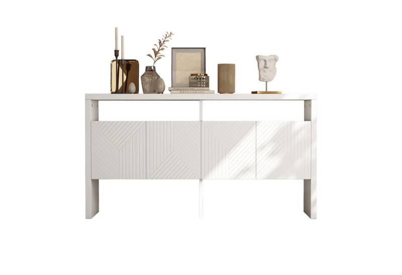 REDOM Sideboard Flurschrank (2 offene Fächer & 4 Türen für viel Stauraum., B140/D35/H75 cm), mit 2 offenen Fächern und 4 Türen von REDOM