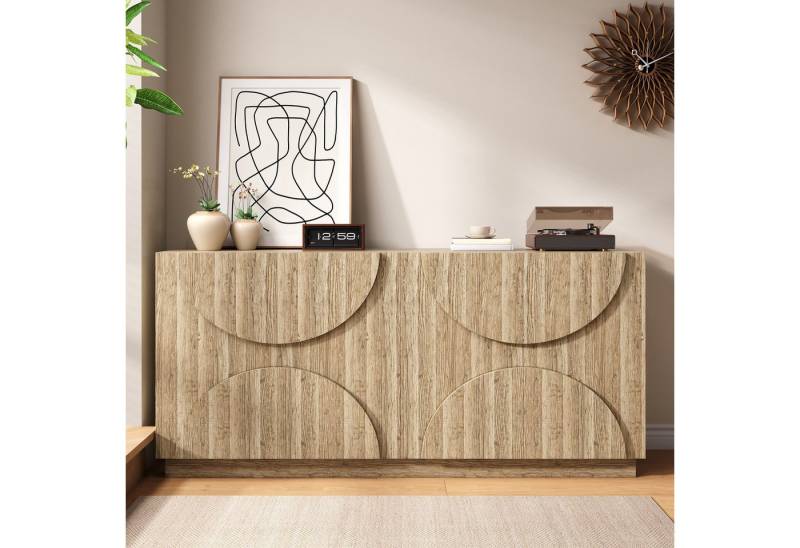 REDOM Sideboard Holz-Schränke mit Bogenfront (Kommode, Buffetschrank, 1 St., mit Regalen, 160 × 40 × 80 cm), Türverkleidungen mit symmetrische Bogenform von REDOM