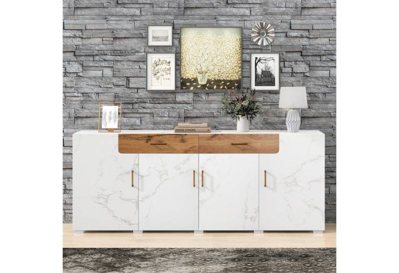 REDOM Sideboard Kommt mit 4 Türen und 2 Schubladen, viel Platz und leicht zu reinigen (208 x 39.5 x 80 cm, stabil und pflegeleicht), modernes Design von REDOM