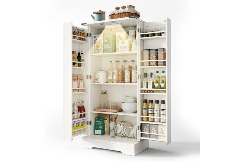 REDOM Sideboard Modernes Küchenschrank (mit LED-Beleuchtung – Freistehender Aufbewahrungsschrank mit 2 Flügeltüren & verstellbaren Regalen) von REDOM