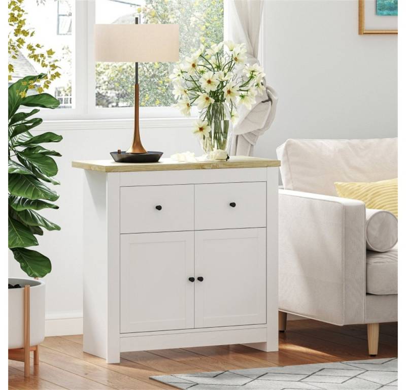 REDOM Sideboard Multifunktionaler Küchenschrank (mit Soft-Close-Türen & Eichenoptik – Schubladen-Kommode mit höhenverstellbarem Regal., 1 St., 79B x 35T x 80H cm) von REDOM