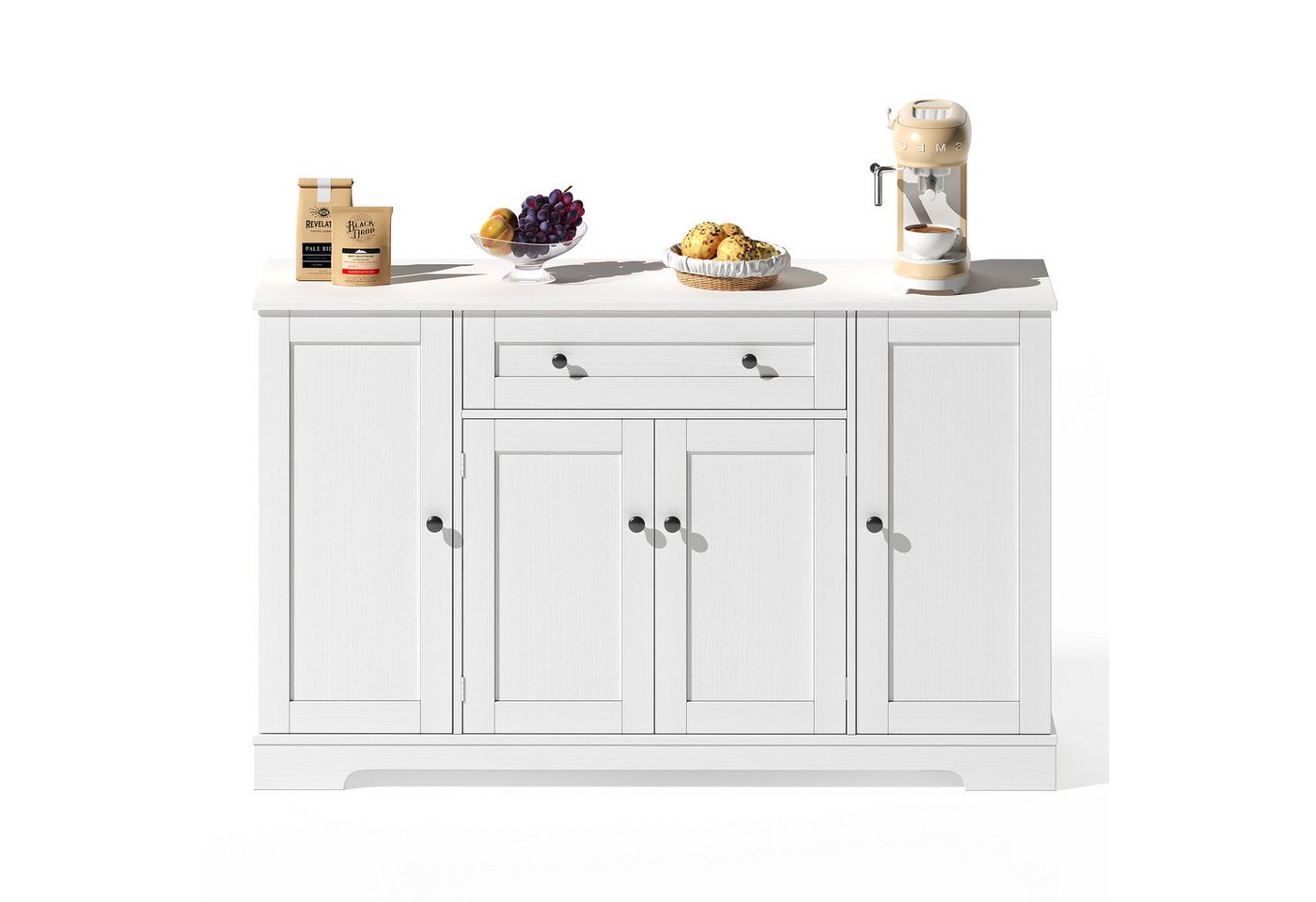 REDOM Sideboard Multifunktionales Küchenbuffet,Kommode (Multifunktionales Küchenbuffet mit Schublade, verstellbaren Einlegeböden & Kippschutz – Modernes Design), mit Kippschutz, mit Schublade von REDOM