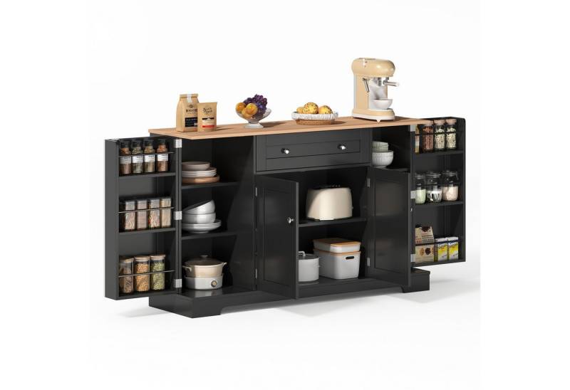 REDOM Sideboard Multifunktionales Küchenbuffet,Kommode (Multifunktionales Küchenbuffet mit Schublade, verstellbaren Einlegeböden & Kippschutz – Modernes Design), mit Kippschutz, mit Schublade von REDOM