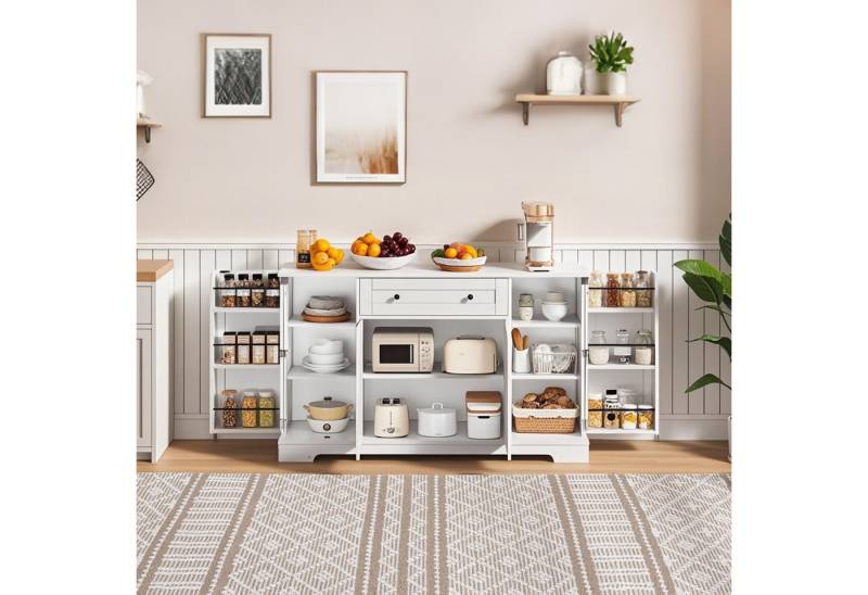 REDOM Sideboard Multifunktionales Küchenbuffet,Kommode (Multifunktionales Küchenbuffet mit Schublade, verstellbaren Einlegeböden & Kippschutz – Modernes Design), mit Kippschutz, mit Schublade von REDOM