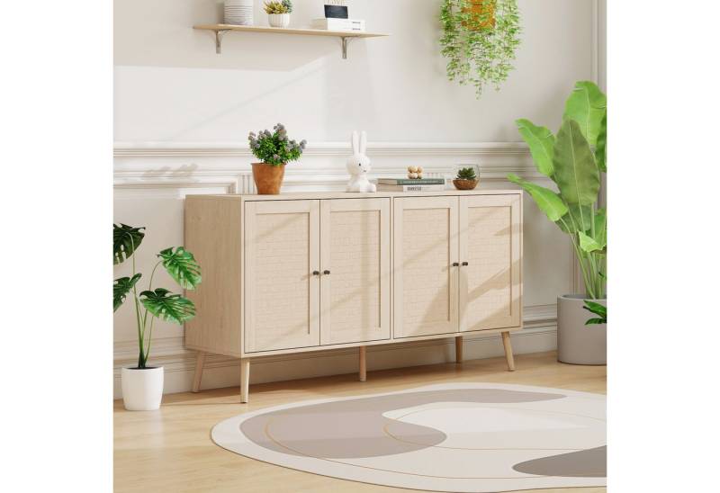 REDOM Sideboard mit einzigartigem Wellenmuster in Holzoptik (Beistelltisch Küchenschrank, 150x40x80 cm) von REDOM