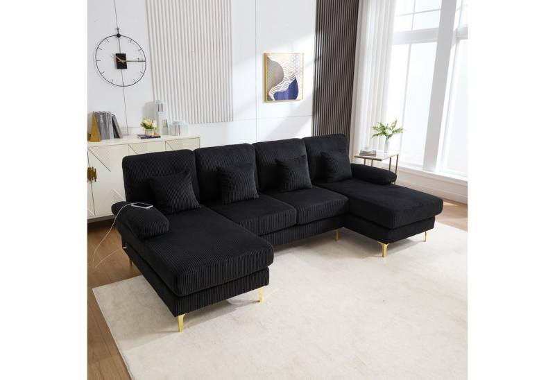 REDOM Sofa 4 Kissen und ergonomische Rückenlehne, mit LED-Beleuchtung, USB-C-Anschluss und stabiler Holzrahmenkonstruktion, Ecksofa, Loungesofa REDOM Sofa 4 Kissen und ergonomische Rückenlehne, mit LED-Beleuchtung, USB-C-Anschluss und stabiler Holzrahmenkonstruktion, Ecksofa, Loungesofa von REDOM