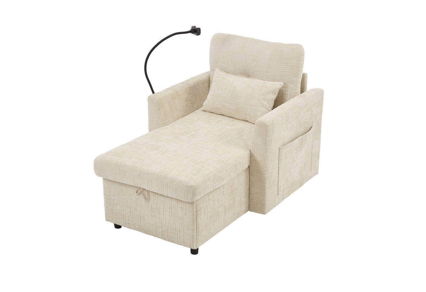 REDOM Sofa Relaxsessel mit Stauraum, verstaubare Rückenlehne mit Handyhalterung Chenille, bis 250 kg von REDOM