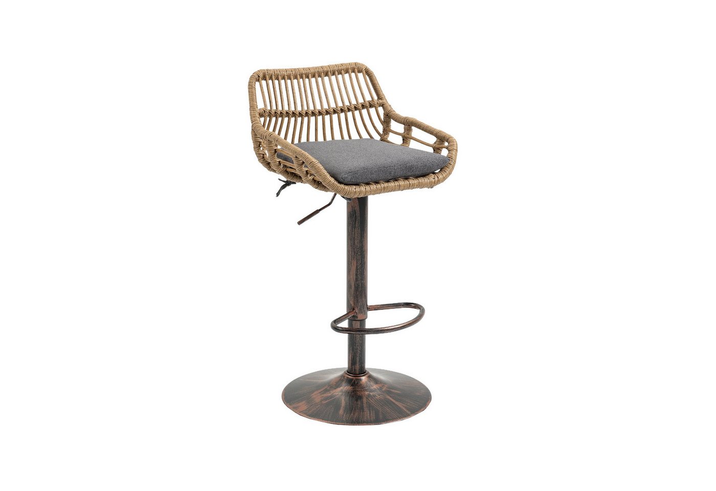 REDOM Stuhl Barhocker 2er Set höhenverstellbar (360° drehbar, Rattan-Stil, mit Fußstütze, 2 St) von REDOM
