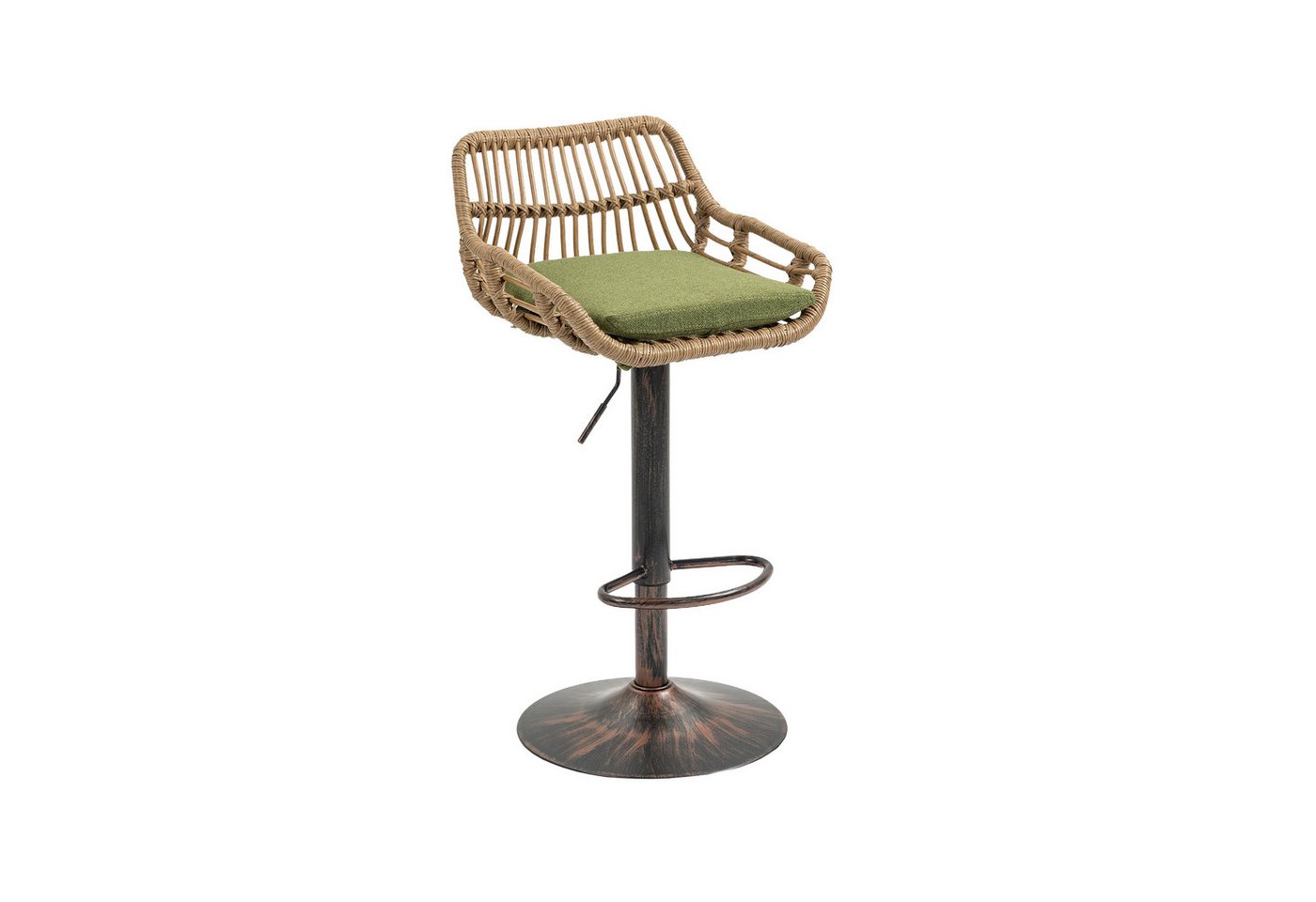 REDOM Stuhl Barhocker 2er Set höhenverstellbar (360° drehbar, Rattan-Stil, mit Fußstütze, 2 St) von REDOM