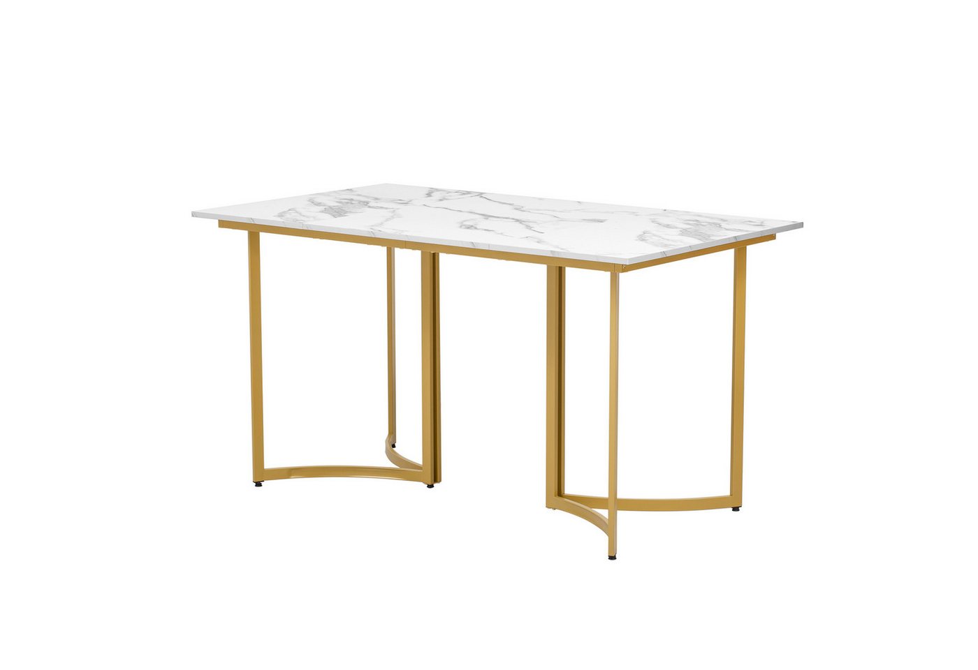 REDOM Stuhl Rechteckiger Küchentisch (Moderner Esstisch in Marmoroptik 140x80 cm mit gebogenen Metallbeinen, verstellbare Füße, 1 St) von REDOM