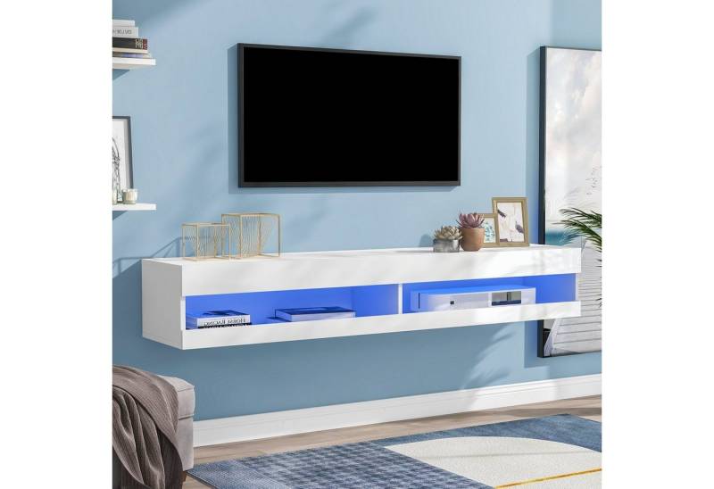 REDOM TV-Schrank Hochglänzendes MDF, modernes Design und einfache Montage (Hochglanz, Schubladen & offene Regale) Wandhängend von REDOM