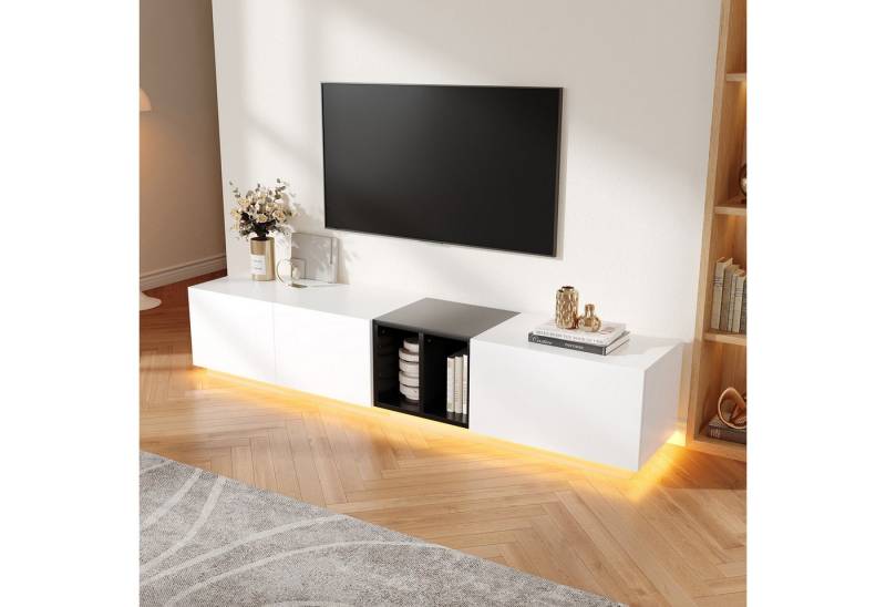 REDOM TV-Schrank mit offenen Fächern, Schubladen und langlebiger Konstruktion (Lowboard, Fernsehtisch 190x40x35cm) von REDOM