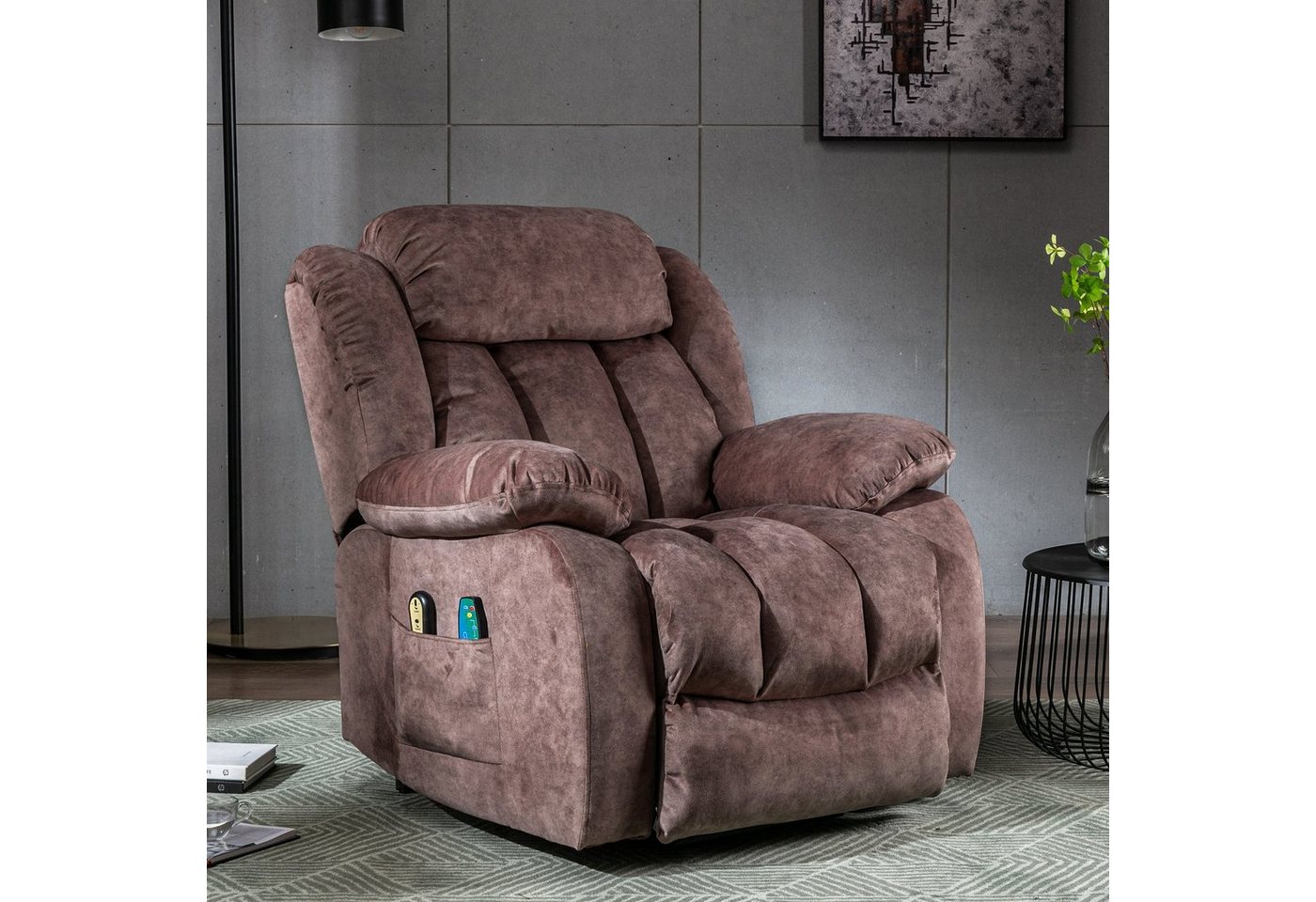 REDOM TV-Sessel (Massagesessel mit relaxfunktion, Fernsehsessel Elektrisch mit Aufstehhilfe und Liegefunktion), Liegestuhl mit Wärme- und Vibrationsfunktion von REDOM