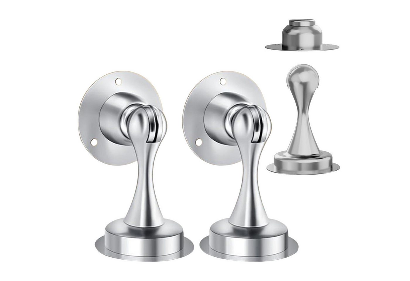 REDOM Türstopper Magnetischer Türstopper Türblocker Türdämpfer Türpuffer 2er-Set (Robust rostfrei und langlebig mit stilvollem Nickel-Finish, 2 St., Effektiver Türschutz bohrfrei oder mit Schrauben befestigbar), Türfeststellvorrichtung Geeignet für Holz Glas Metall oder Marmor von REDOM