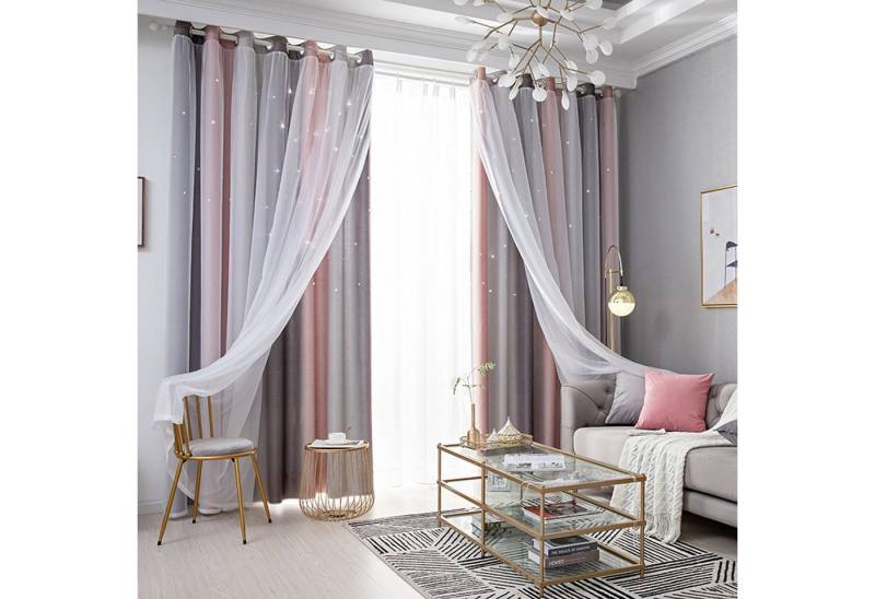 REDOM Verdunkelungsvorhang 2er Voile Farbverlauf Curtains Vorhang set (2 St), Ösen, verdunkelnd, Polyester, maschinenwaschbar pflegeleicht langlebig Fensterdeko Gardinen von REDOM