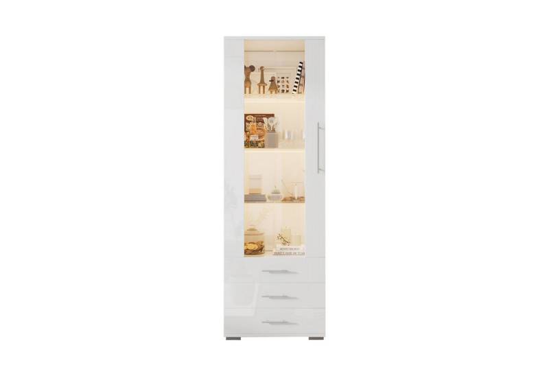 REDOM Vitrine Vitrine 60x35x180 cm in Weiß mit LED-Beleuchtung und Hochglanzfront (Packung, 1-St., Mit LED-Beleuchtung und 4 Fächern) Vitrine mit LED-Beleuchtung, 1 Glasboden von REDOM
