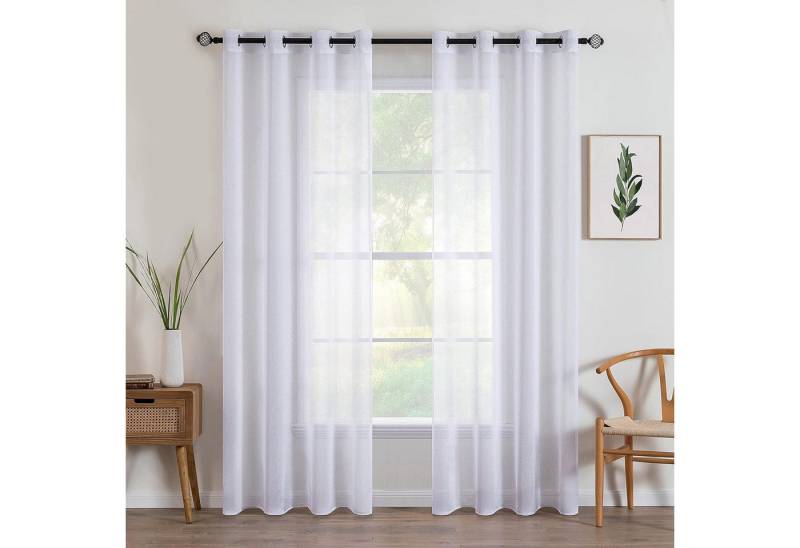 REDOM Vorhang 2er Set Halbtransparente Vorhänge Voile (2 St), Ösen, halbtransparent, Polyester, 137x137 CM Schlafzimmer Ösenvorhang 4 cm Innendurchmesser ohne Haken von REDOM