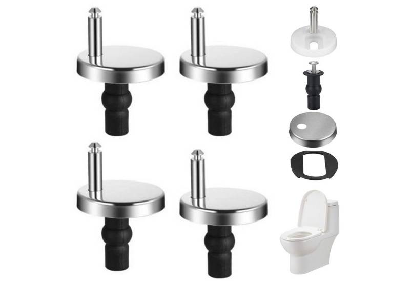 REDOM WC-Sitz 4er Toilettensitz Befestigung Ersatzset Toilettendeckel Scharnier (Universal Zubehör mit Gummistopfen, 4-St., aus Edelstahl), für WC Deckel Montage von REDOM