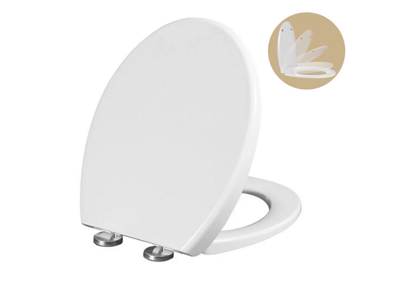 REDOM WC-Sitz Toilettensitz mit Deckel stoßdämpfend Klobrille abnehmbar (Verdickter Universal O-Form Oval aus PP mit Verstellbaren Scharnieren, abnehmbare Klobrille WC Brille Schnellverschluss leicht zu reinigen), Belastbar bis 150 kg mit Softclose Quick-Release Funktion und Werkzeug von REDOM