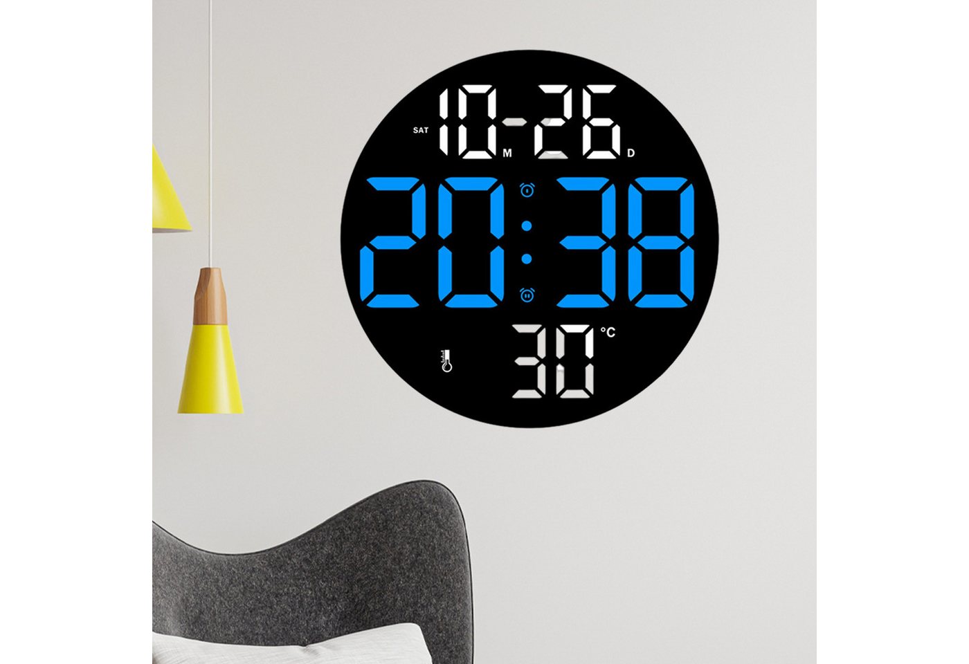 REDOM Wanduhr Fernbedienung Uhr Stille Wanduhr Digitaluhr mit Temperatur (mit Fernbedienung Timing Countdown für Schlafzimmer Wohnzimmer Büro) von REDOM