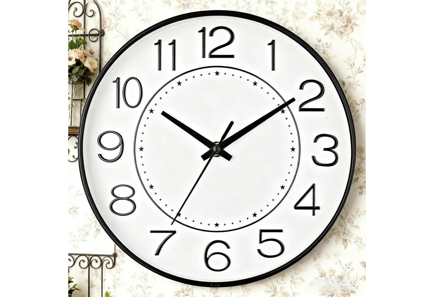 REDOM Wanduhr Lautlos Uhr Dekouhr Große Wanduhr Wohnzimmer Uhr 30 cm (leise Quarz ohne Tickgeräusch Ohne Batterie für Küche Büro) von REDOM