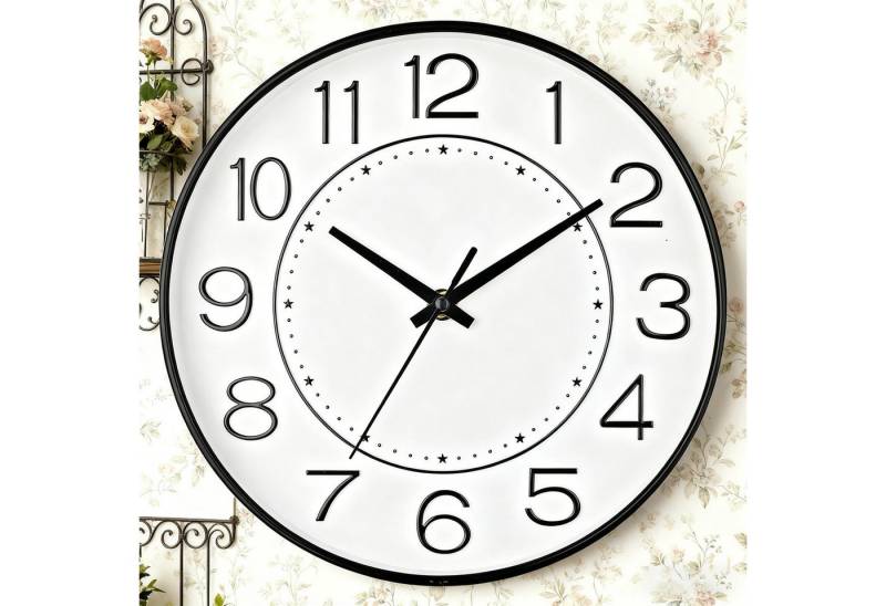 REDOM Wanduhr Lautlos Uhr Dekouhr Große Wanduhr Wohnzimmer Uhr 30 cm (leise Quarz ohne Tickgeräusch Ohne Batterie für Küche Büro) von REDOM