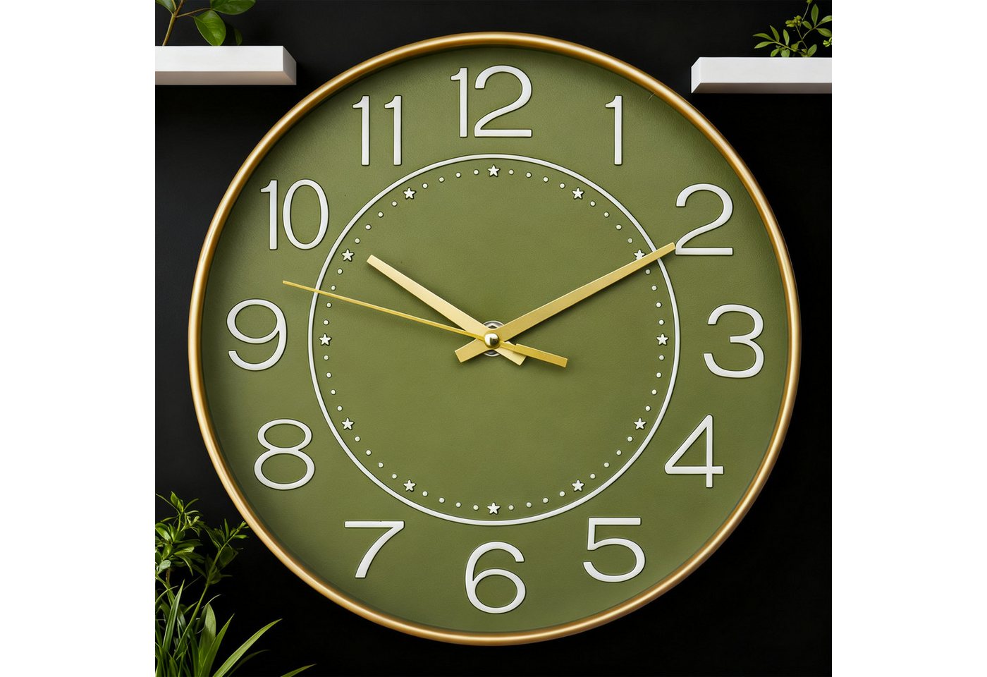 REDOM Wanduhr Lautlos Uhr Dekouhr Große Wanduhr Wohnzimmer Uhr 30 cm (leise Quarz ohne Tickgeräusch Ohne Batterie für Küche Büro) von REDOM