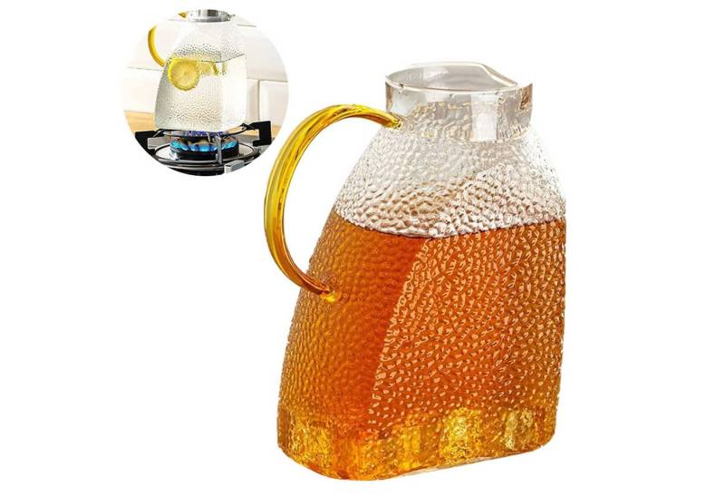 REDOM Wasserkrug 1,8L Glaskaraffe mit Deckel Kühlschrankkrug, (Glaskanne transparent Wasserkaraffe Glaskrug mit Deckel, 1-tlg., kaltes Heißes -20°C bis 150°C), für Eistee Saft Milch Kaffee Cocktails DIY Getränke usw. von REDOM