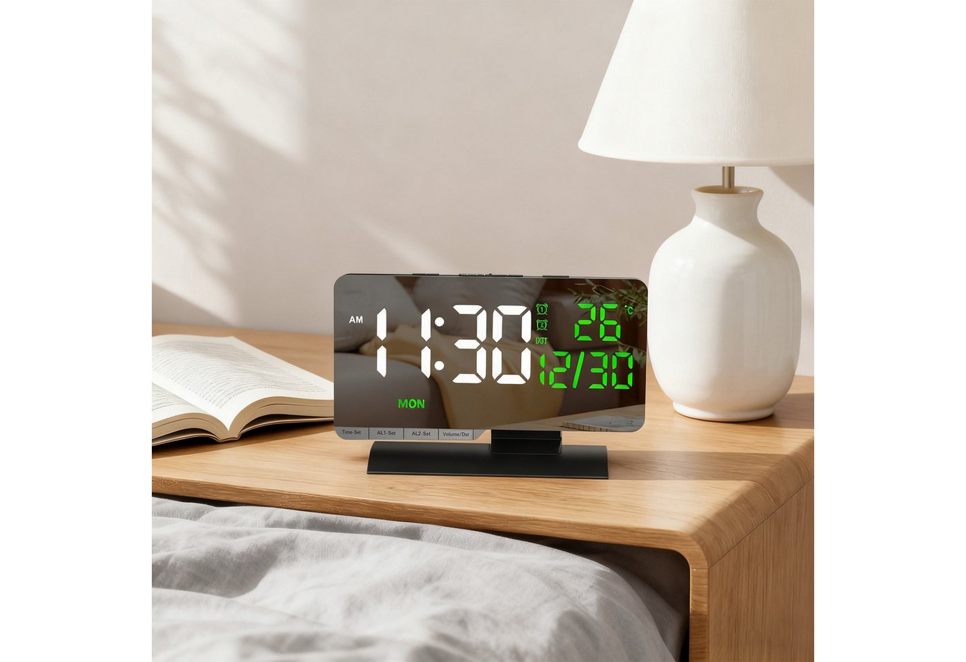 REDOM Wecker Digitalwecker LED mit Spiegelanzeige Tischuhr Alarmuhr mit Doppelalarm Snooze automatischer Helligkeit Temperaturanzeige REDOM Wecker Digitalwecker LED mit Spiegelanzeige Tischuhr Alarmuhr mit Doppelalarm Snooze automatischer Helligkeit Temperaturanzeige von REDOM