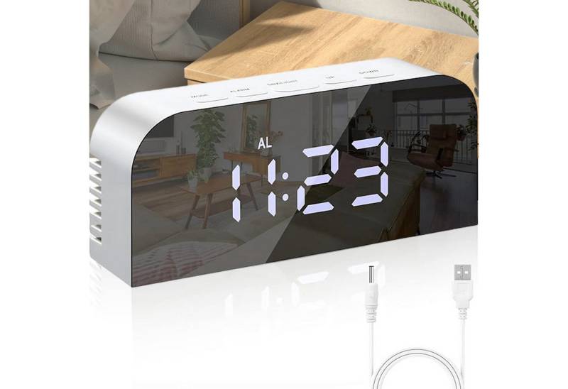 REDOM Wecker LED Alarm Uhr Multifunktional Digitaler Alarm Nachttisch Wecker mit großem Spiegel-Display 2 USB-Ladeports 3 Helligkeitsstufen von REDOM