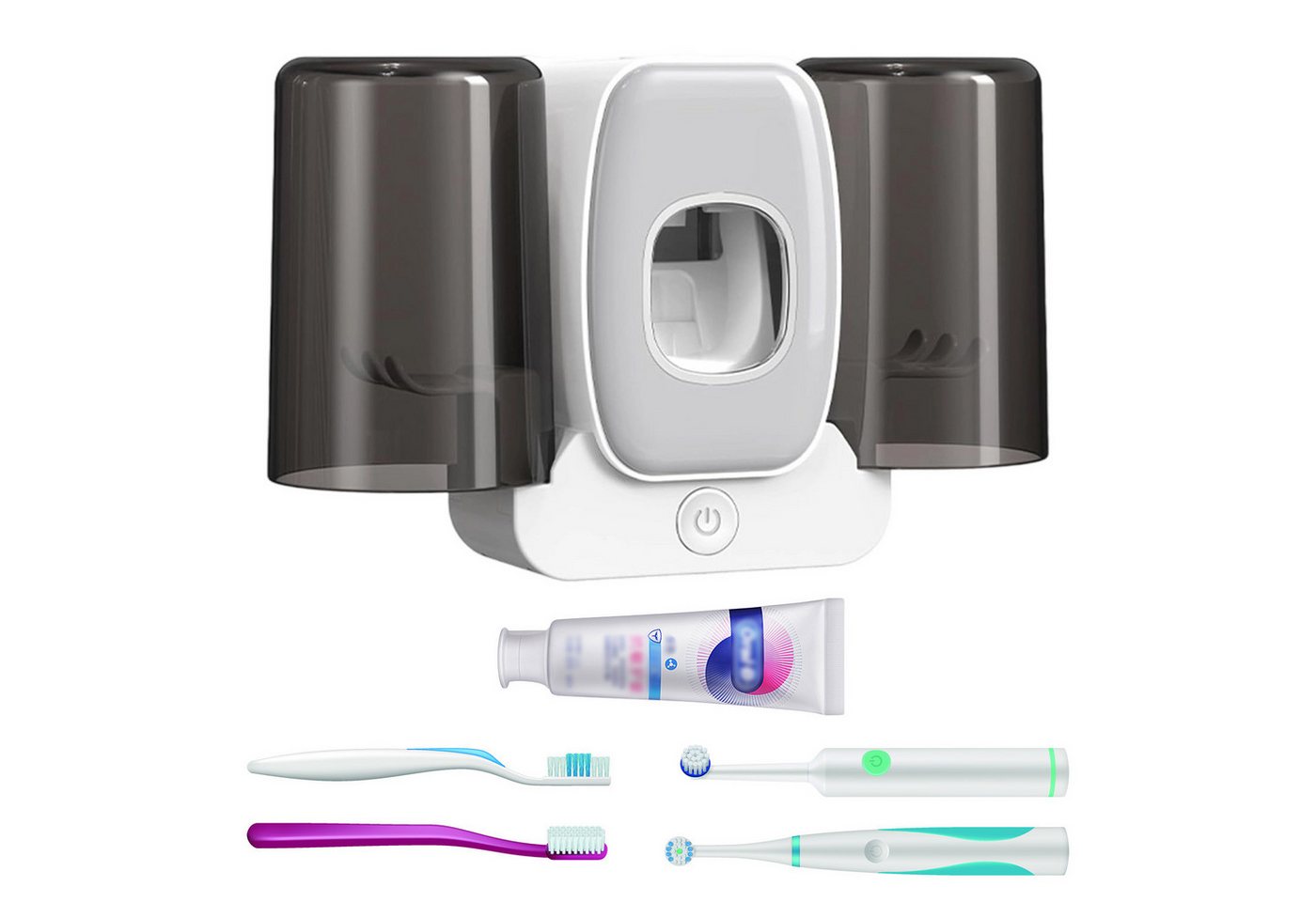 REDOM Zahnbürstenhalter UV Desinfektions Zahnbürsten Halter Automatischer Zahnpastaspender, (UV-Sterilisation abnehmbar leicht zu reinigen, 1-St., mit Becher Wandmontage umgedrehtes Becherdesign), geeignet für Badezimmer Dusche und Waschbecken von REDOM