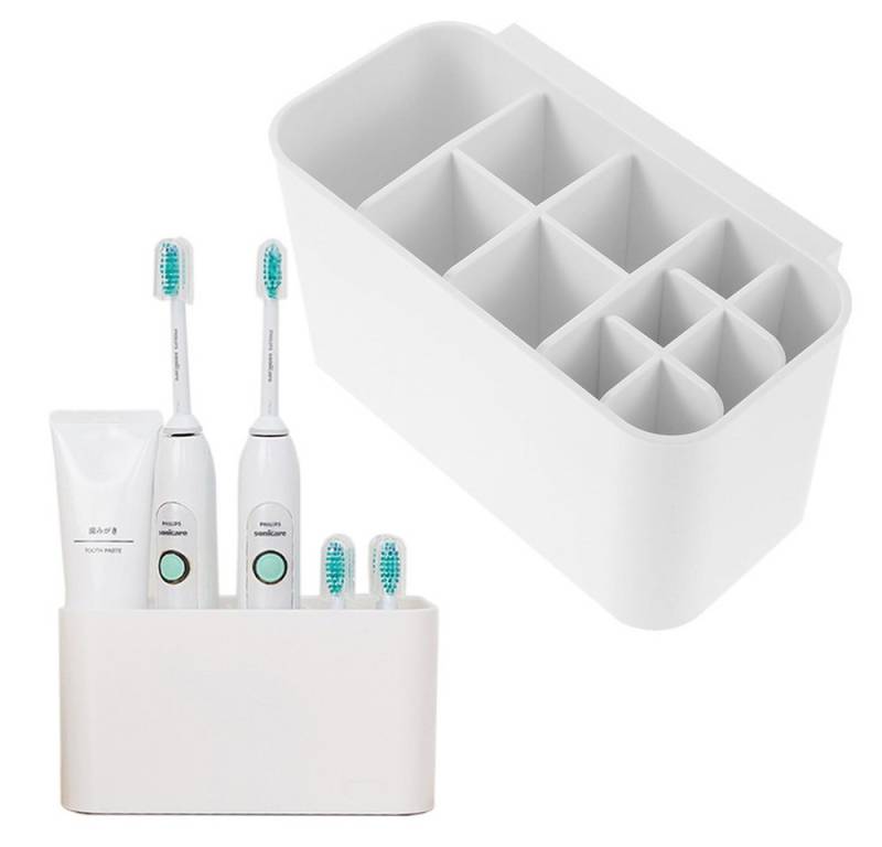 REDOM Zahnbürstenhalter Zahnbürstenständer Zahnbürsten Organizer, (selbstklebender Wandmontage, 17x9x9 cm abnehmbar, mit Ablaufsystem), für elektrische Zahnbürsten Zahnpasta Rasierer Kamm usw. von REDOM