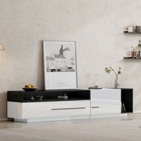 Redom - Glänzender TV-Schrank, niedriges Sideboard, TV-Schrank, TV-Kommode, 170 cm – für Fernseher bis 70 Zoll mit Schublade, Tür und offenem Fach von REDOM