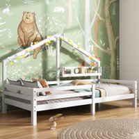 Hausbett Kinderbett mit kaminförmigem Ablagefach 90x200 weiß von REDOM