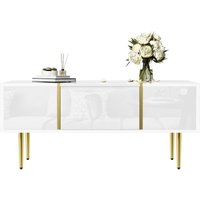 Redom - Moderner und schlichter, glänzend weißer Couchtisch mit 2 Schubladen Redom - Moderner und schlichter, glänzend weißer Couchtisch mit 2 Schubladen von REDOM