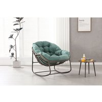 Redom - Schaukelstuhl für den Außenbereich, übergroßer Schaukelstuhl aus Korbgeflecht, bequemer Schaukelstuhl für drinnen und draußen mit dickem von REDOM