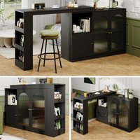 Redom - Um 360° drehbare Esszimmertheke (Hauptkörper 120 x 40 x 97 cm), moderner und einfacher schwarzer drehbarer Barschrank, multifunktionaler von REDOM