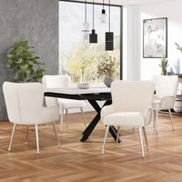 Set aus 4 Samt-Esszimmerstühlen, luxuriöser Lounge-Sessel für Wohnzimmer, Schlafzimmer, mit vier Stützbeinen aus silbernem Metall, mit verstellbaren von REDOM
