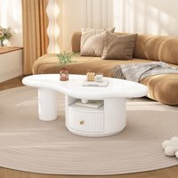 Unregelmäßiger Cloud-Couchtisch, Länge 110 cm, Breite 60 cm, Höhe 37,5 cm, MDF-Platte mit 1 Schublade, mit Filzgleitern, kreativer Couchtisch Unregelmäßiger Cloud-Couchtisch, Länge 110 cm, Breite 60 cm, Höhe 37,5 cm, MDF-Platte mit 1 Schublade, mit Filzgleitern, kreativer Couchtisch von REDOM
