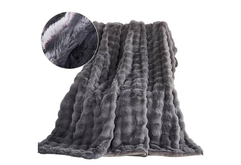 Wohndecke Sofadecke Kunstfell Decke mit 3D Bubble Struktur, REDOM, 130x160 cm Mikrofaser Sofa Überwurf Flauschdecke, maschinenwaschbar von REDOM