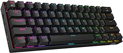 Redragon K530 Pro Draconic 60% Bluetooth/kabelgebundene / 2,4 GHz kabellose mechanische Tastatur, 61 Tasten, Hot-Swap-fähige RGB-Gaming-Tastatur mit Lineare rotem Schalter, für Windows/Mac/Android von Redragon